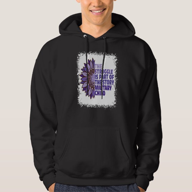 Lila upp Militärt barn Solros Leopard Bleache Hoodie (Framsida)
