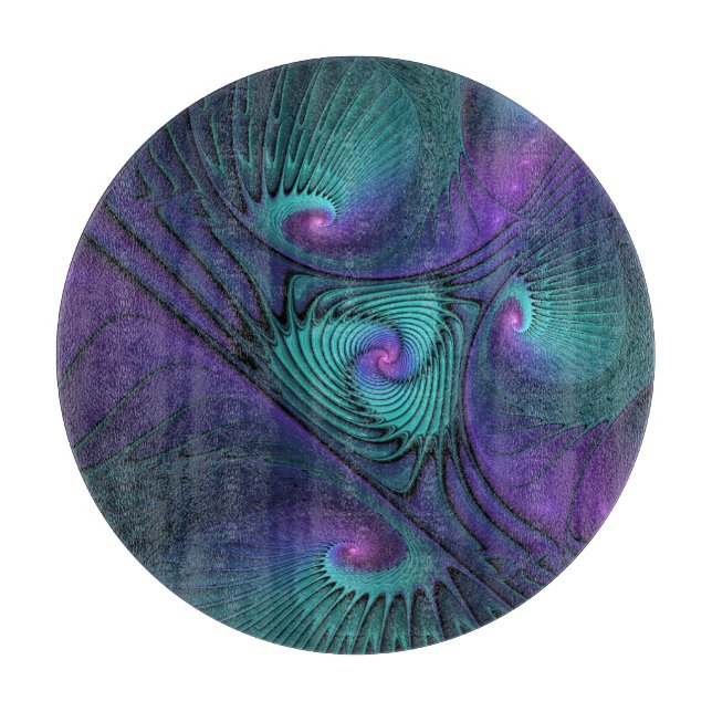 Lila Uppfyller turkos Modern Abstrakt Fractal Art (Framsidan)