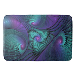 Lila Uppfyller turkos Modern Abstrakt Fractal Art Badrumsmatta