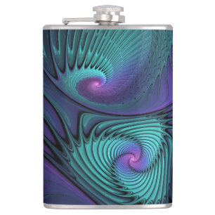 Lila Uppfyller turkos Modern Abstrakt Fractal Art Fickplunta