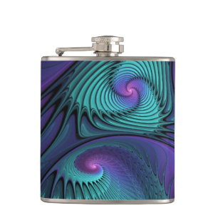 Lila Uppfyller turkos Modern Abstrakt Fractal Art Fickplunta