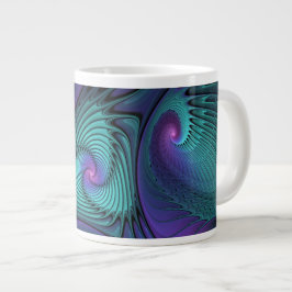Lila Uppfyller turkos Modern Abstrakt Fractal Art Jumbo Mugg