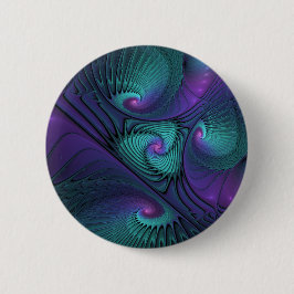Lila Uppfyller turkos Modern Abstrakt Fractal Art Knapp