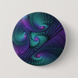 Lila Uppfyller turkos Modern Abstrakt Fractal Art Knapp
