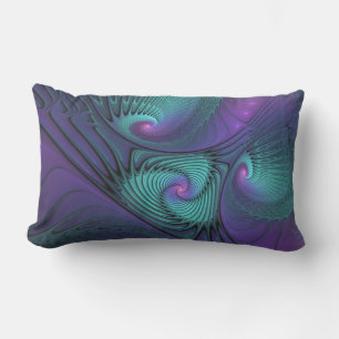 Lila Uppfyller turkos Modern Abstrakt Fractal Art Lumbarkudde