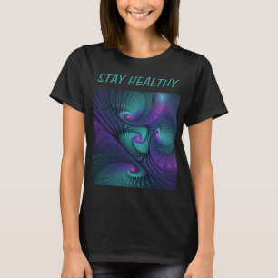 Lila Uppfyller turkos Modern Abstrakt Fractal Art T Shirt