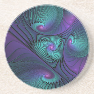 Lila Uppfyller turkos Modern Abstrakt Fractal Art Underlägg