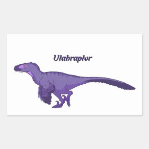 Lila Utahraptor Lämnat Rektangulärt Klistermärke