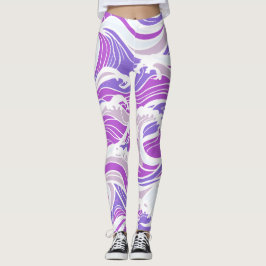 Lila Våg Mönster Leggings