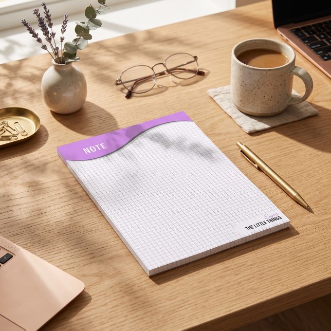 Lila våg "Njut av små saker" Grid Dot Notes Anteckningsblock (Purple Wave "Enjoy Little Things" Grid Dot Notes)