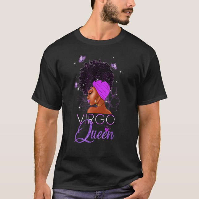 Lila Våg Queen African American Woman August S T Shirt (Framsida)