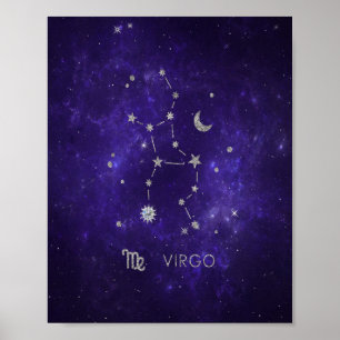 Lila Våg Zodiac   Kosmiskt astrologi Horoscope Poster