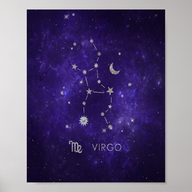 Lila Våg Zodiac | Kosmiskt astrologi Horoscope Poster (Framsidan)