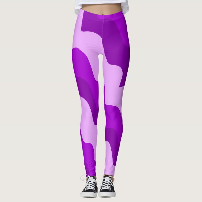 Lila vågigt havets vinkara gradient leggings (Framsida)