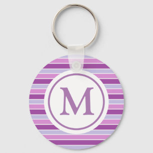 Lila Vågrät Rand Monogram Nyckelring