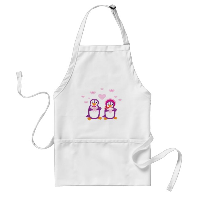 Lila Valentine Penguins Apron Förkläde (Framsidan)