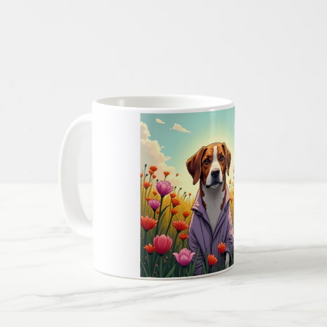 Lila valp i blomning kaffemugg (Framsida vänster)