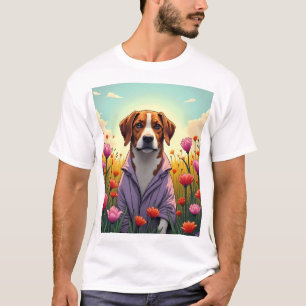 Lila valp i blomning t shirt
