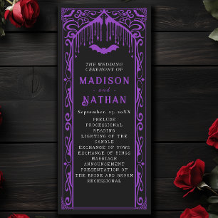 Lila Vampire Cathedral Gothic Bröllop Program