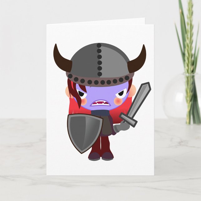 Lila Vampire Viking Greeting Cards Kort (Skapare uppladdad)