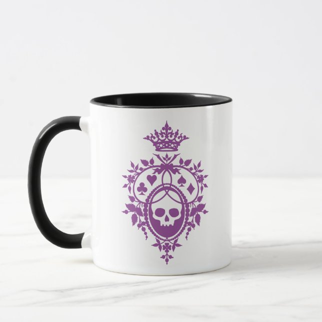 Lila Vapensköld med Skull och Cardwear Mugg (Vänster)