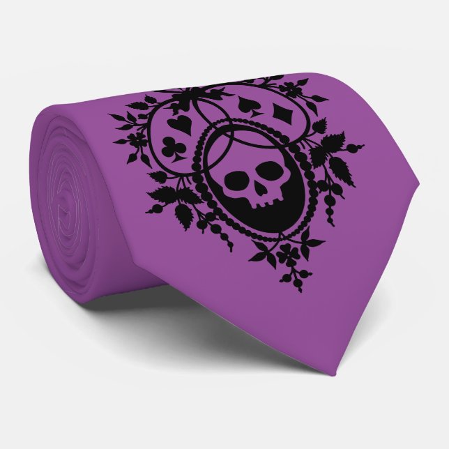Lila Vapensköld med Skull och Cardwear Neck Tie Slips (Rullad)