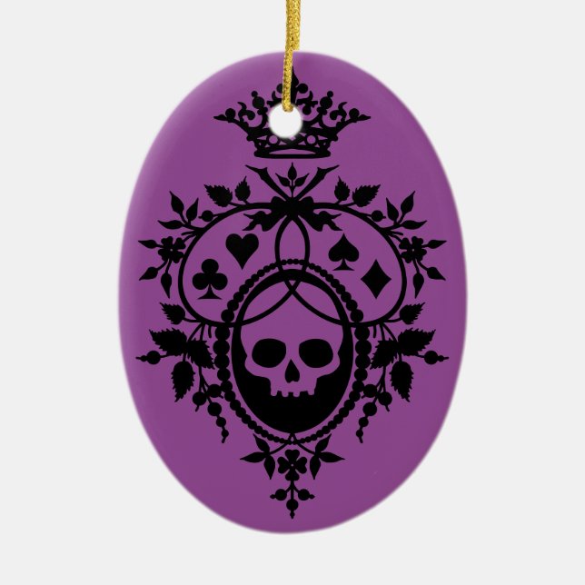Lila Vapensköld med Skull och dräkter Julgransprydnad Keramik (Framsidan)