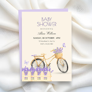 Lila vår baby shower inbjudningar