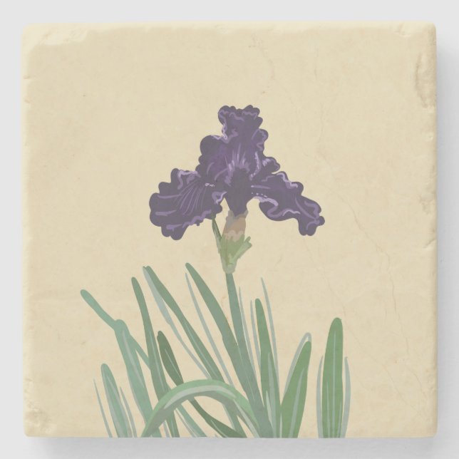 Lila Vår Bearded Iris Stenunderlägg (Framsidan)