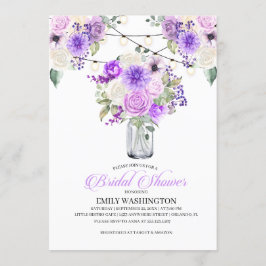 Lila Vår Blommigt Vas Inbjudningskort för möhippan