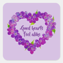 Lila Vår Heart Stickers med citat Fyrkantigt Klistermärke