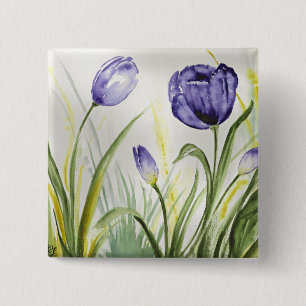 Lila Vår Tulips Knapp