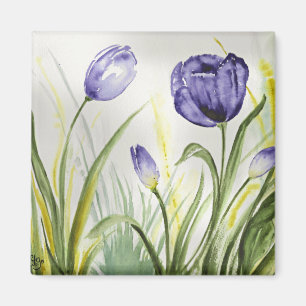 Lila Vår Tulips Magnet