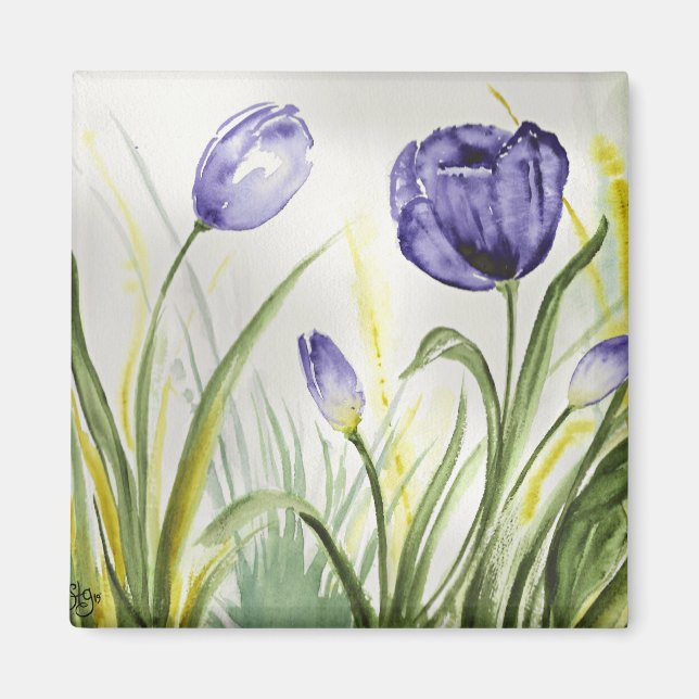 Lila Vår Tulips Magnet (Framsidan)