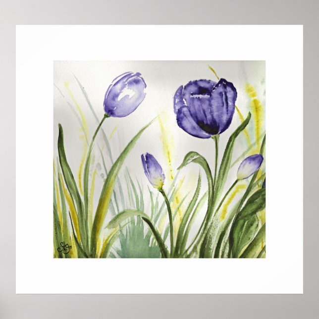 Lila Vår Tulips Poster (Framsidan)
