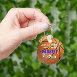 Lila Varsity Basketboll Anpassad Högstadieskola Nyckelring