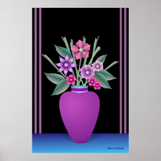 Lila Vas med färgade blommor Poster