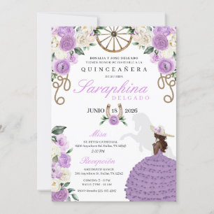 Lila västern mariachi sombrero Quinceañera Inbjudningar