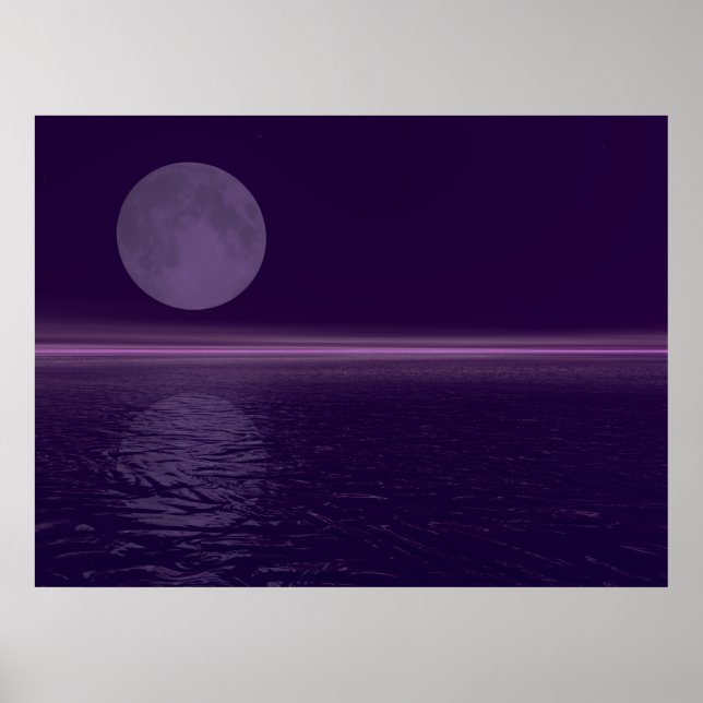 Lila Vatten Blue Måne Poster (Framsidan)
