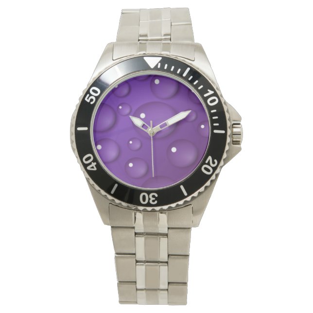 Lila Vatten Drop Mönster Armbandsur (Framsida)
