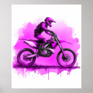 Lila Vatten Färg Dirt Bike Poster