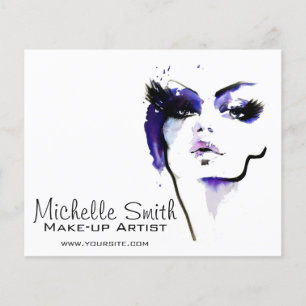 Lila vattencolor ansikte makeup artist branding flygblad