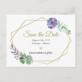 Lila vattenfärg botaniskt spara datumet vykort