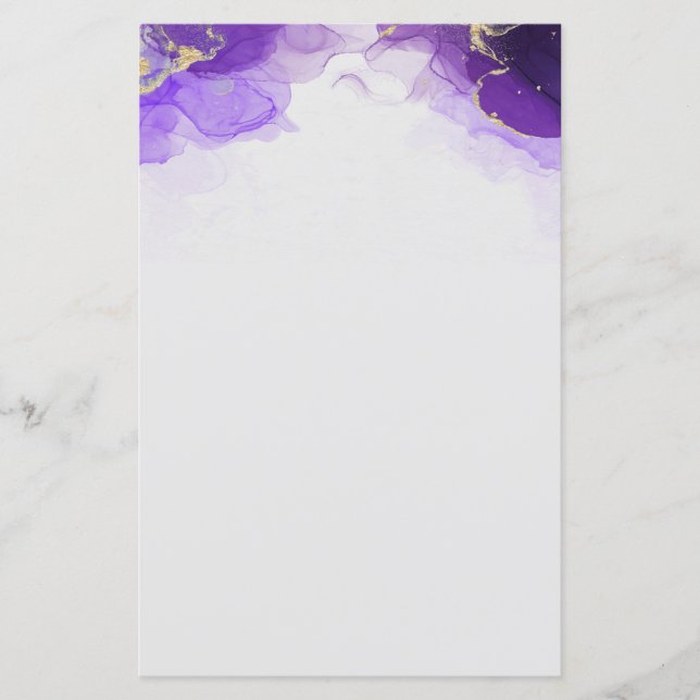 Lila vattenfärg marmor Brevpapper (Framsida)