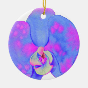 Lila vattenfärg Orchid-målning Julgransprydnad Keramik
