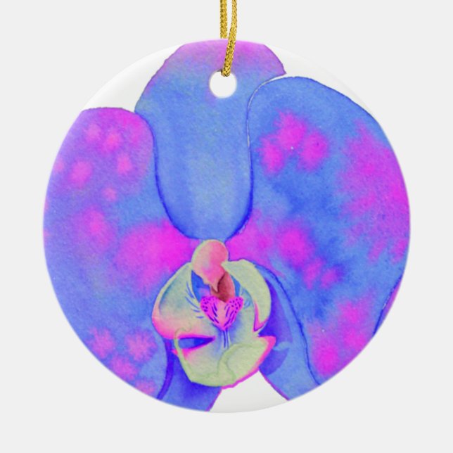 Lila vattenfärg Orchid-målning Julgransprydnad Keramik (Framsidan)