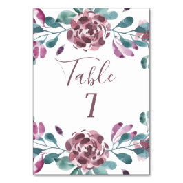 Lila vattenfärg Peony Bröllop Sommar Bordsnummer