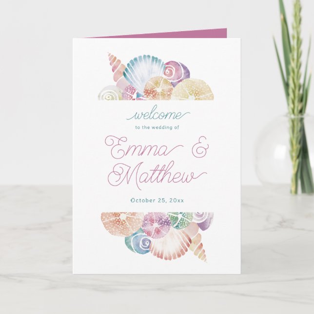 Lila Vattenfärgad havsfärgad Sjöjungfru, Snäcka fö Program (Framsida)