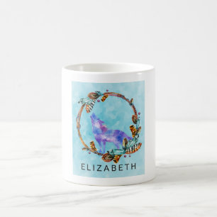 Lila Vattenfärgad Varg med en Anpassningsbar för a Kaffemugg