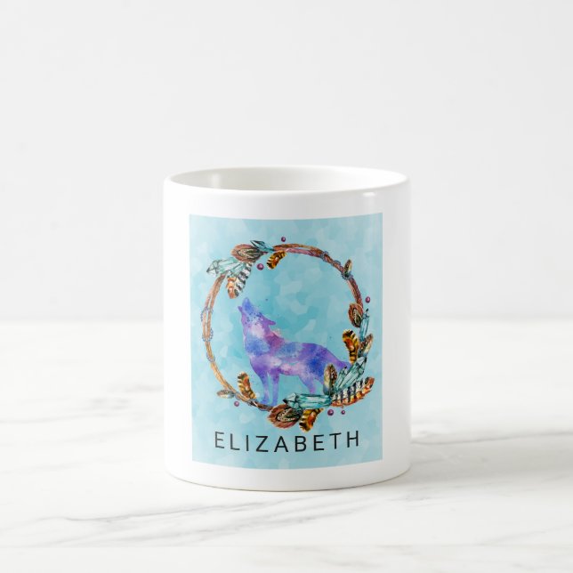 Lila Vattenfärgad Varg med en Anpassningsbar för a Kaffemugg (Center)